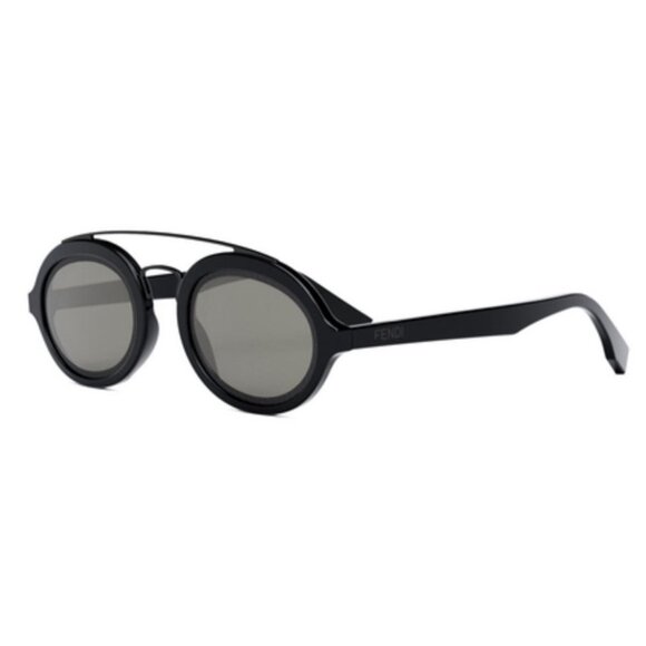 NEW FE40094I 01A UNISEX FENDI SUNGLASSES BLACK GREY OVAL EYEWEAR